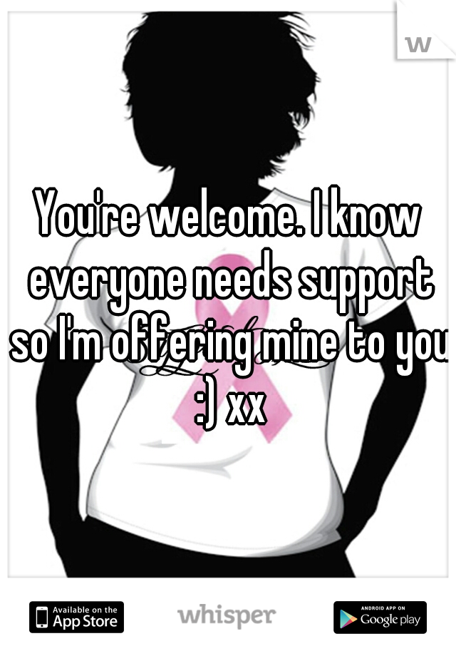 You're welcome. I know everyone needs support so I'm offering mine to you :) xx