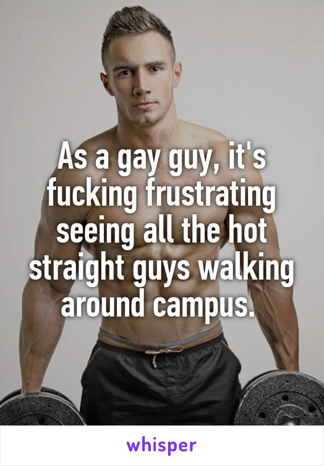 As a gay guy, it's fucking frustrating seeing all the hot straight guys walking around campus. 