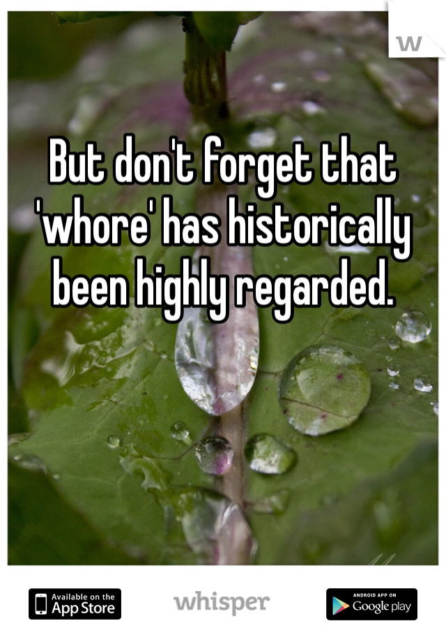 

But don't forget that 'whore' has historically been highly regarded.  