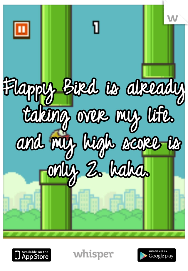 Flappy Bird is already taking over my life. and my high score is only 2. haha.
