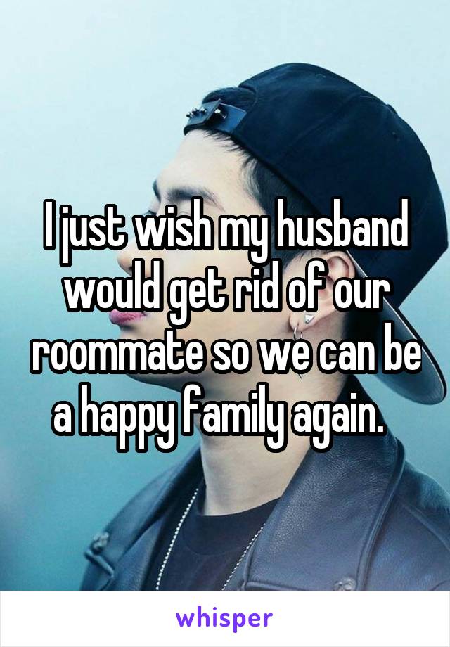 I just wish my husband would get rid of our roommate so we can be a happy family again.  