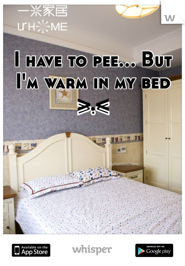 I have to pee... But I'm warm in my bed >.<