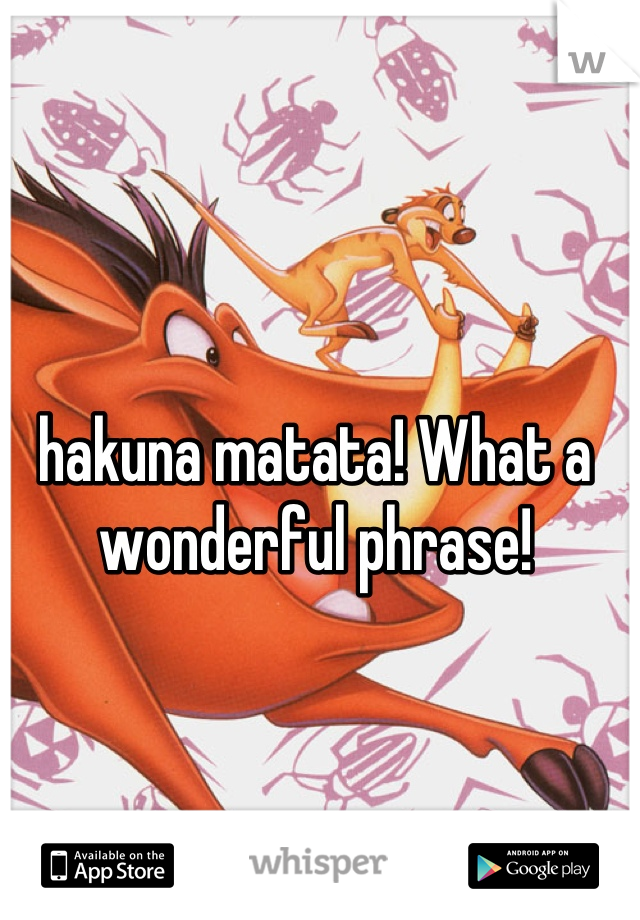 hakuna matata! What a wonderful phrase!