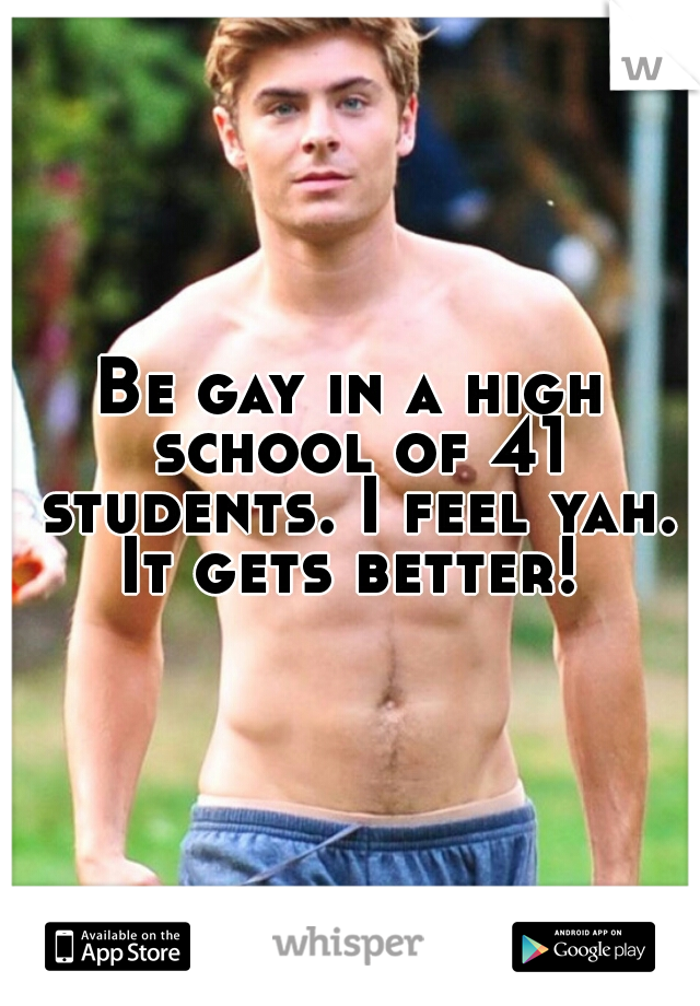 Be gay in a high school of 41 students. I feel yah. It gets better! 