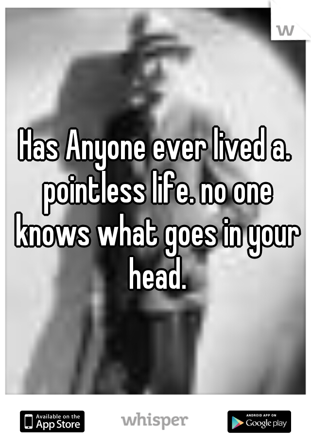 Has Anyone ever lived a. pointless life. no one knows what goes in your head.