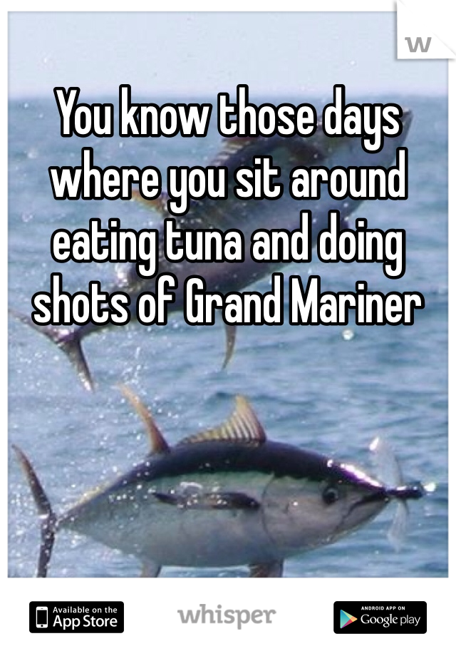 You know those days where you sit around eating tuna and doing shots of Grand Mariner