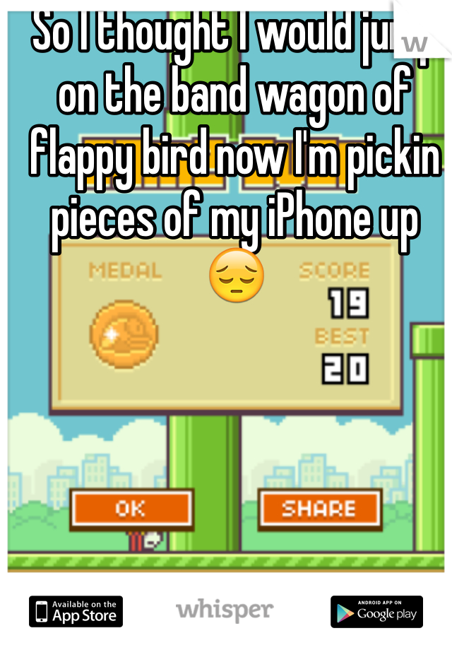 So I thought I would jump on the band wagon of flappy bird now I'm pickin pieces of my iPhone up 😔