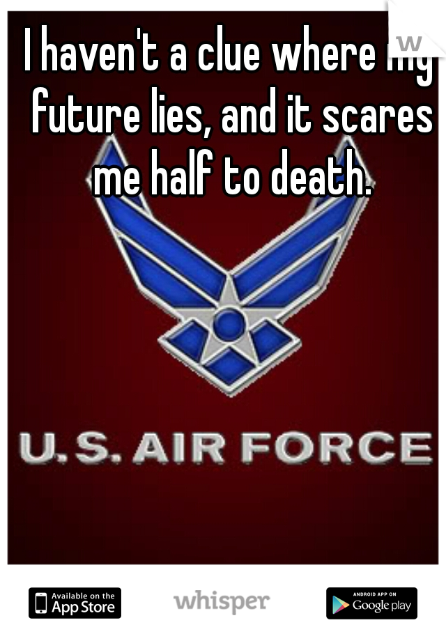 I haven't a clue where my future lies, and it scares me half to death.