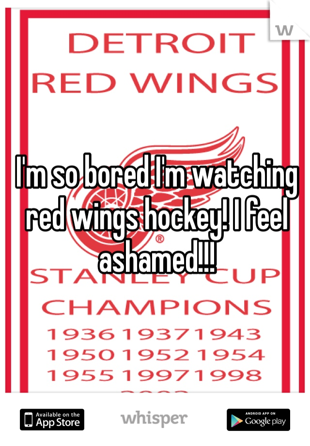 I'm so bored I'm watching red wings hockey! I feel ashamed!!! 