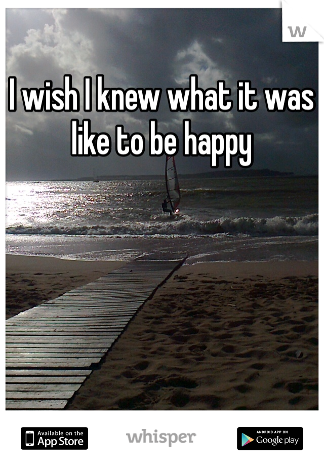 I wish I knew what it was like to be happy