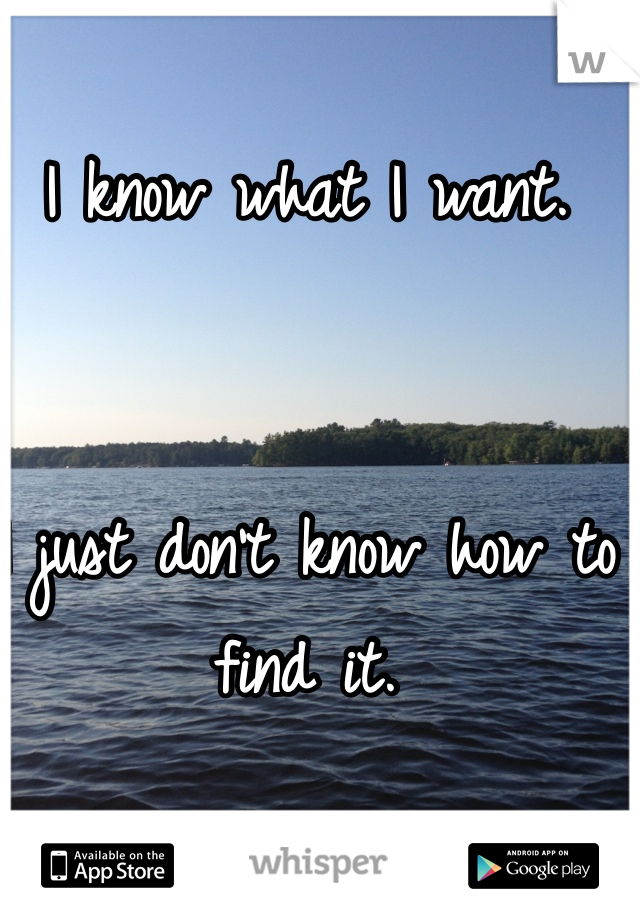 I know what I want.


I just don't know how to find it. 