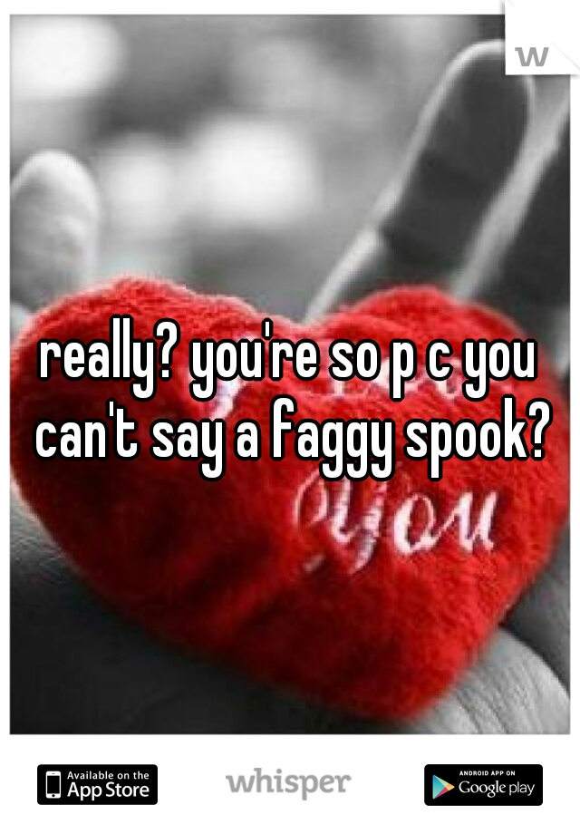 really? you're so p c you can't say a faggy spook?