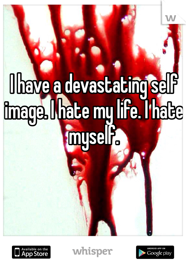 I have a devastating self image. I hate my life. I hate myself.