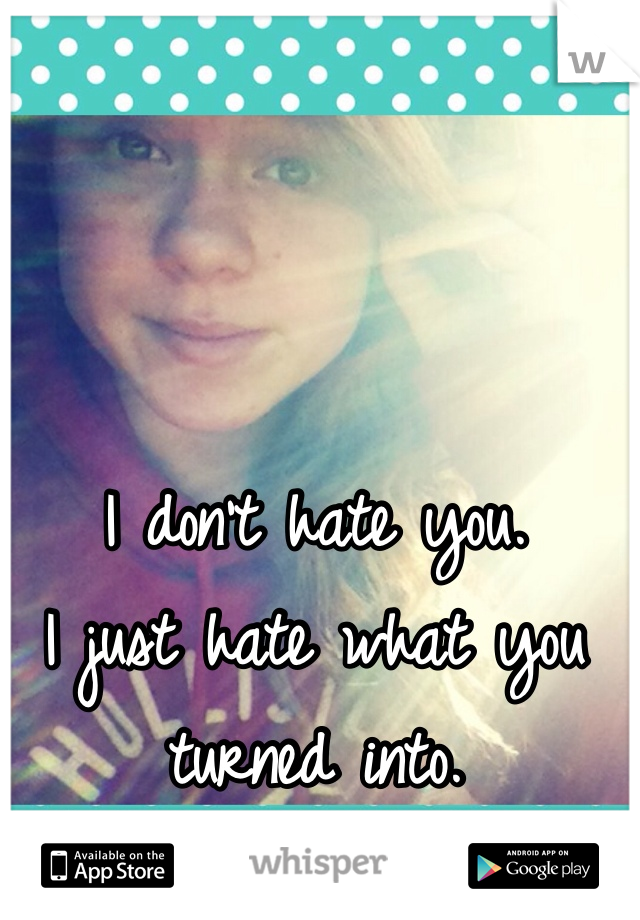 I don't hate you.
I just hate what you turned into.