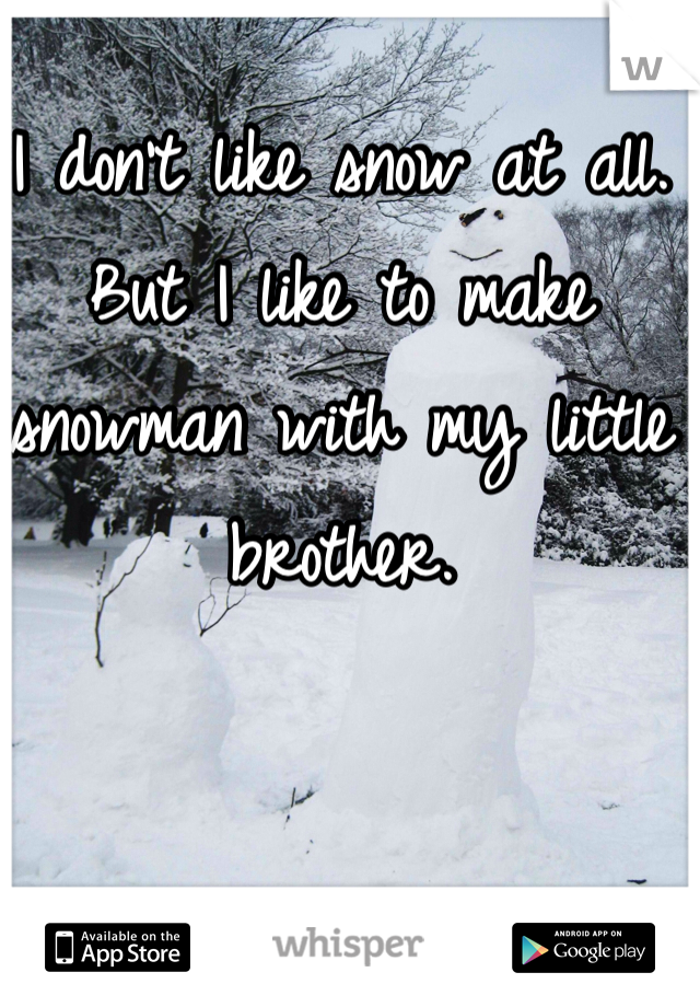 I don't like snow at all. But I like to make snowman with my little brother. 