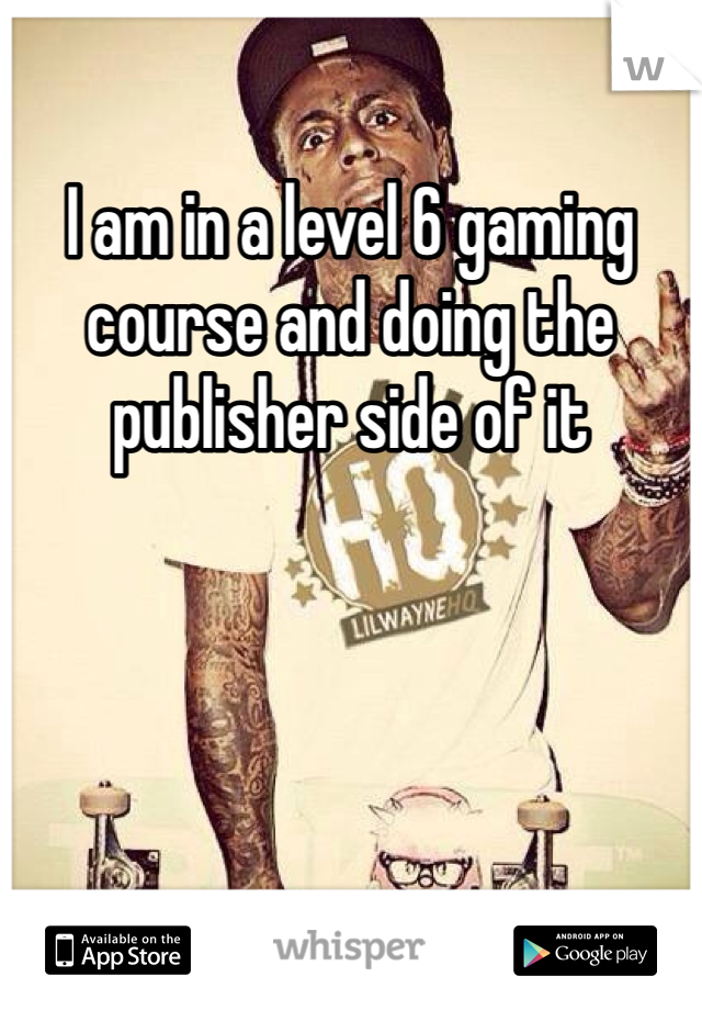 I am in a level 6 gaming course and doing the publisher side of it 