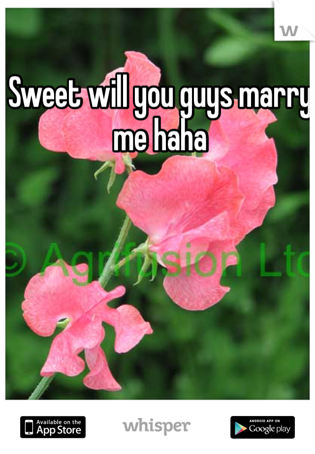 Sweet will you guys marry me haha 