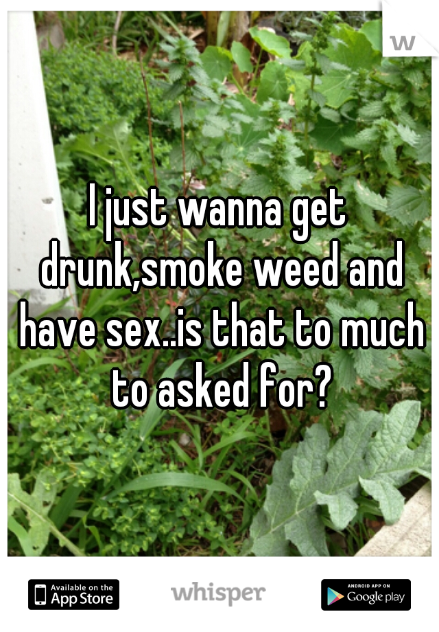 I just wanna get drunk,smoke weed and have sex..is that to much to asked for?