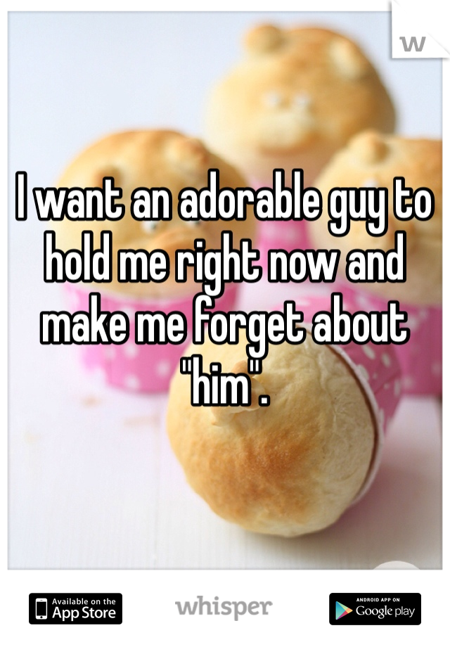 I want an adorable guy to hold me right now and make me forget about "him". 