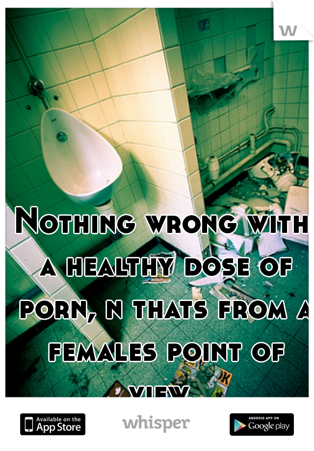 Nothing wrong with a healthy dose of porn, n thats from a females point of view. 
