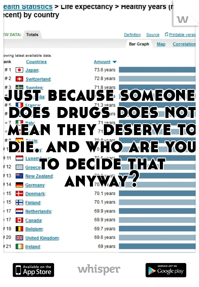 just because someone does drugs does not mean they deserve to die. and who are you to decide that anyway?