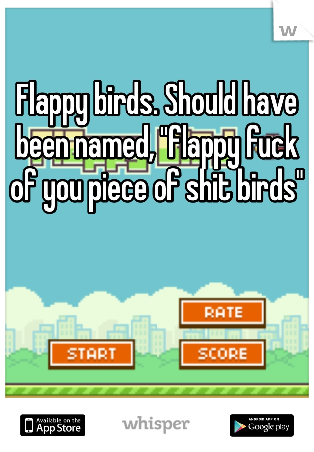 Flappy birds. Should have been named, "flappy fuck of you piece of shit birds"