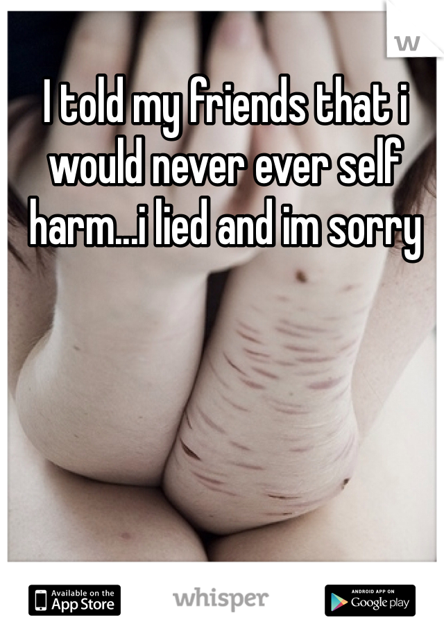 I told my friends that i would never ever self harm...i lied and im sorry