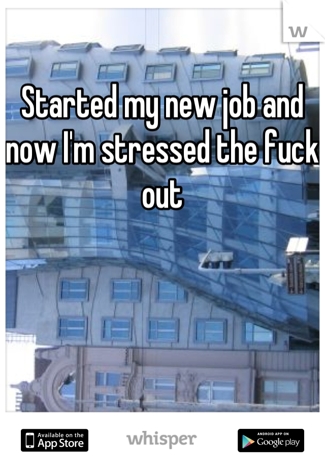 Started my new job and now I'm stressed the fuck out