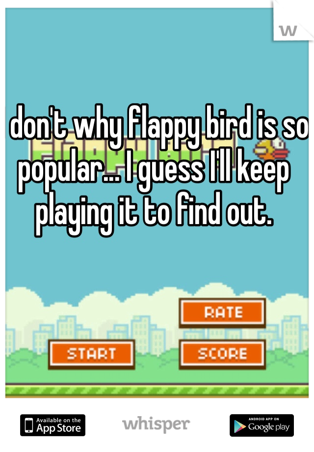 I don't why flappy bird is so popular... I guess I'll keep playing it to find out.