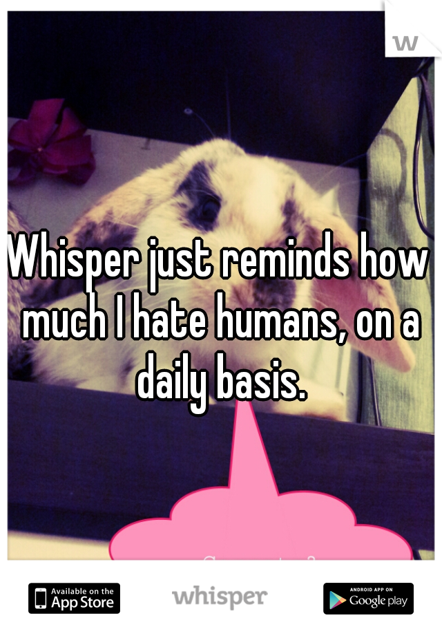 Whisper just reminds how much I hate humans, on a daily basis.