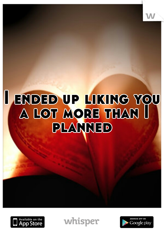 I ended up liking you a lot more than I planned 