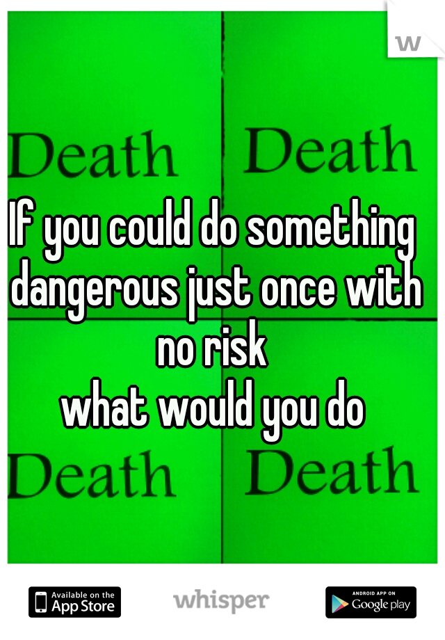 If you could do something dangerous just once with no risk 
what would you do