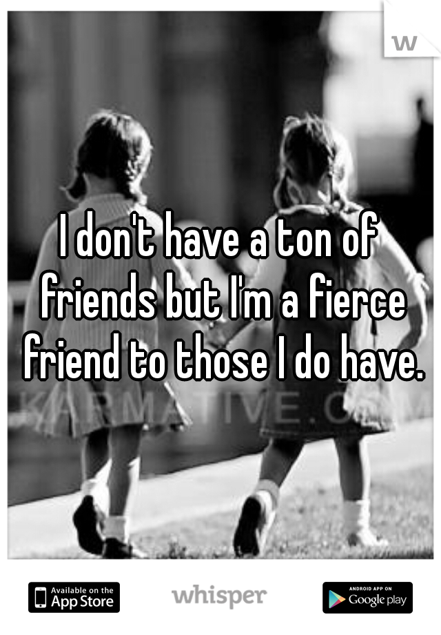 I don't have a ton of friends but I'm a fierce friend to those I do have.