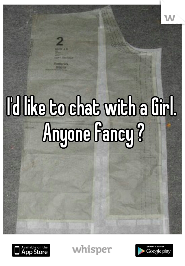 I'd like to chat with a Girl. Anyone fancy ?