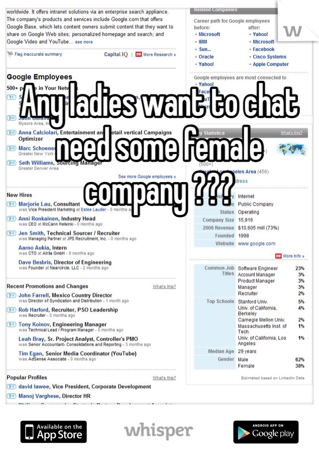 Any ladies want to chat need some female company ??? 