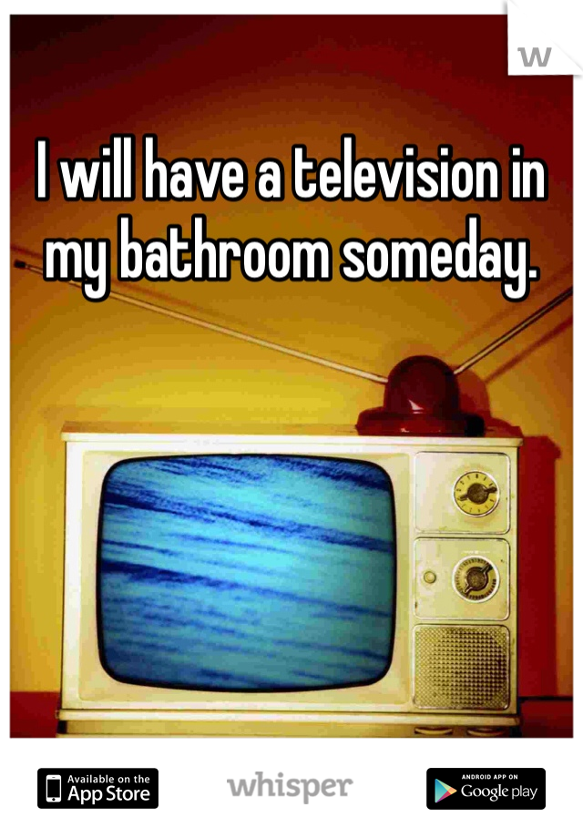 I will have a television in my bathroom someday. 