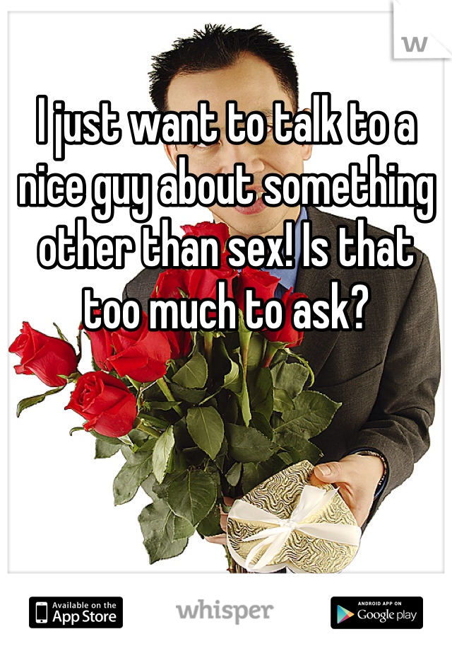 I just want to talk to a nice guy about something other than sex! Is that too much to ask?