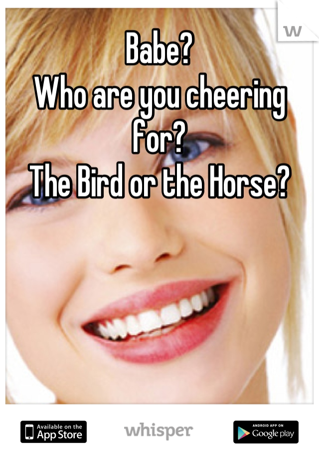 Babe?
Who are you cheering for?
The Bird or the Horse?