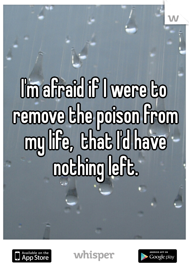 I'm afraid if I were to remove the poison from my life,  that I'd have nothing left.