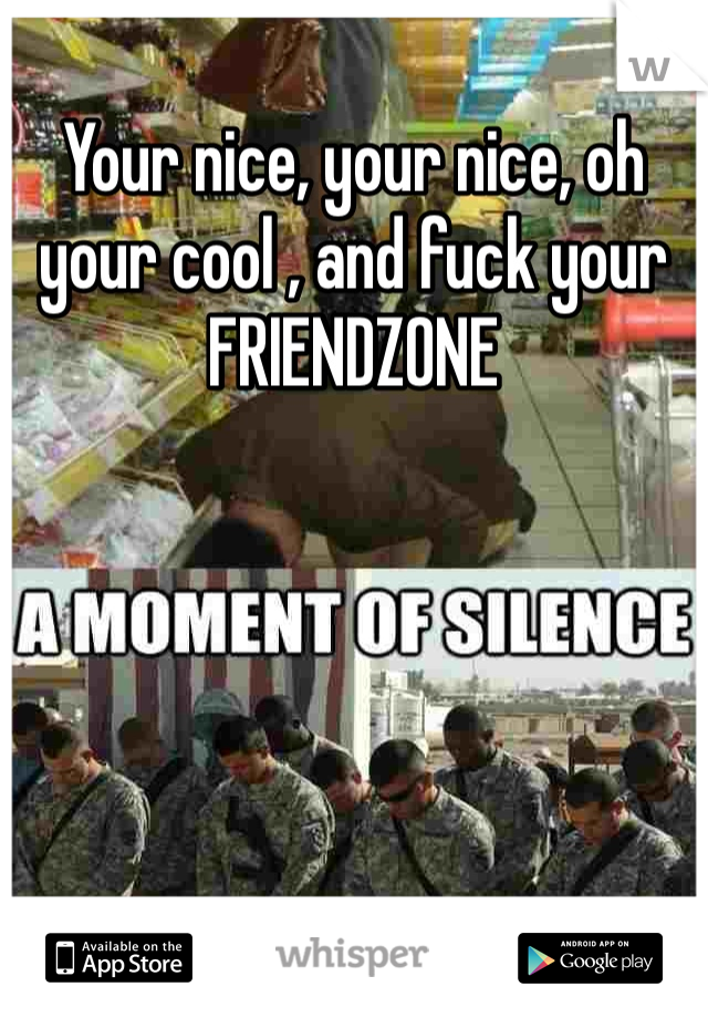 Your nice, your nice, oh your cool , and fuck your FRIENDZONE 