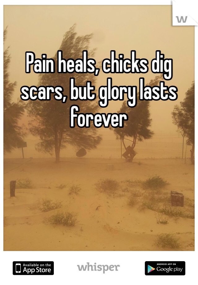 Pain heals, chicks dig scars, but glory lasts forever 