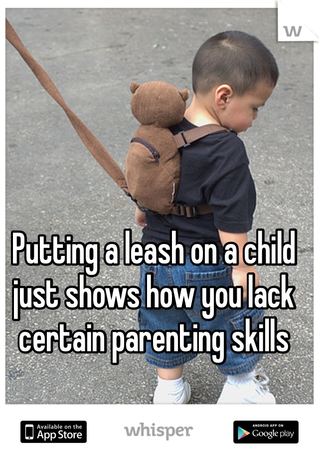 Putting a leash on a child just shows how you lack certain parenting skills 