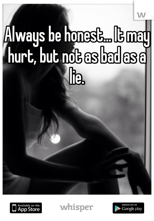 Always be honest... It may hurt, but not as bad as a lie.