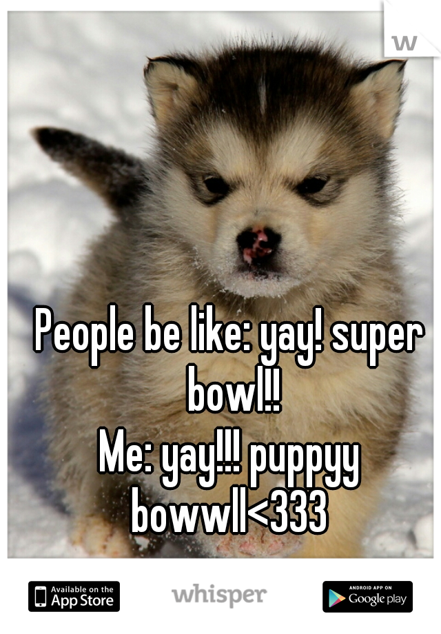 People be like: yay! super bowl!!
Me: yay!!! puppyy bowwll<333 