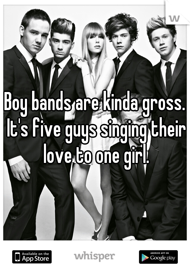 Boy bands are kinda gross. It's five guys singing their love to one girl.