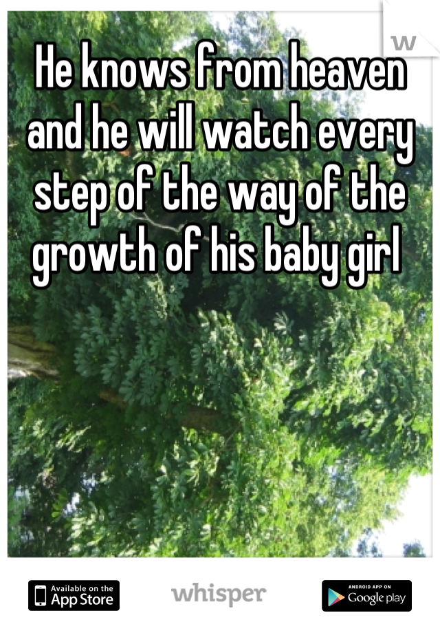 He knows from heaven and he will watch every step of the way of the growth of his baby girl 