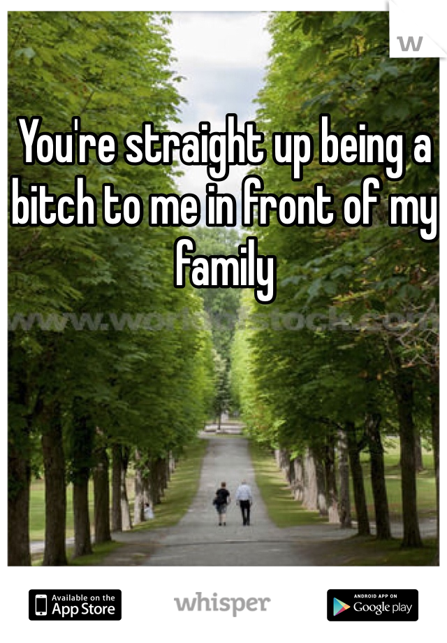 You're straight up being a bitch to me in front of my family
