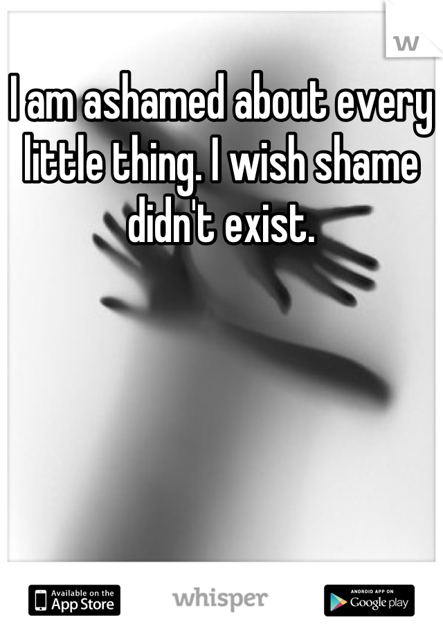 I am ashamed about every little thing. I wish shame didn't exist.