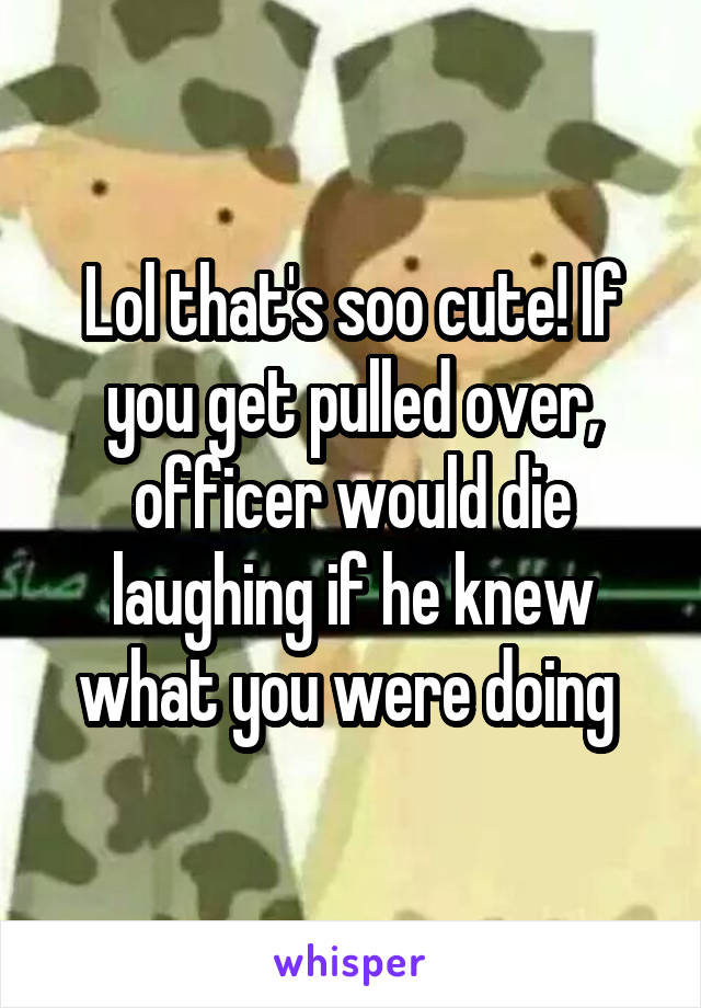 Lol that's soo cute! If you get pulled over, officer would die laughing if he knew what you were doing 