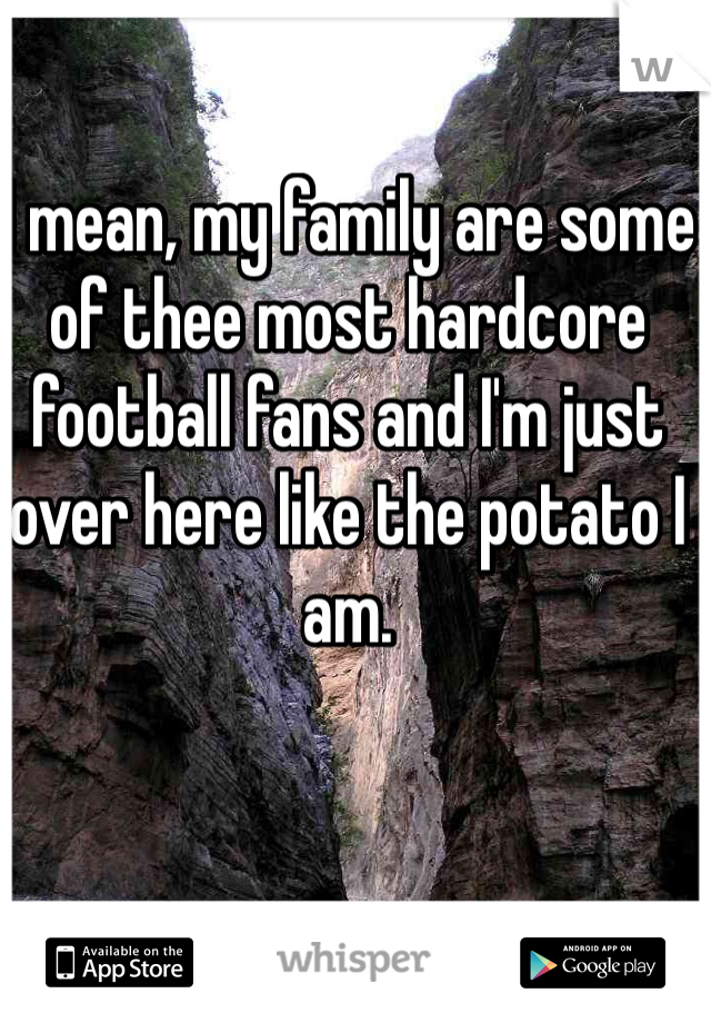 I mean, my family are some of thee most hardcore football fans and I'm just over here like the potato I am.